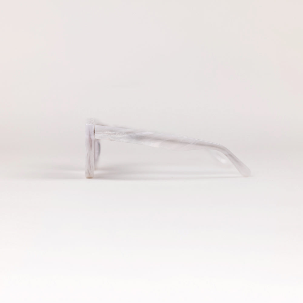 MonkStory Thick Acetate Unisex Sunglasses - Marbleous White by monkstory on a white background.