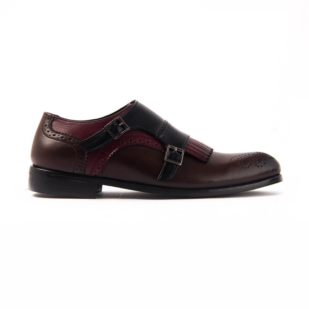 Classic Double Monk Straps with Fringes - Tricolor