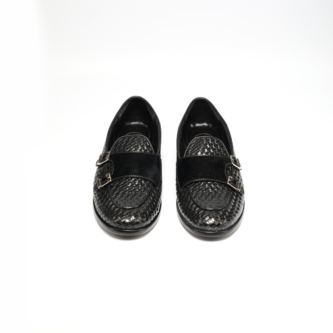 Magnificos Braided Double Monk Slip Ons - Black