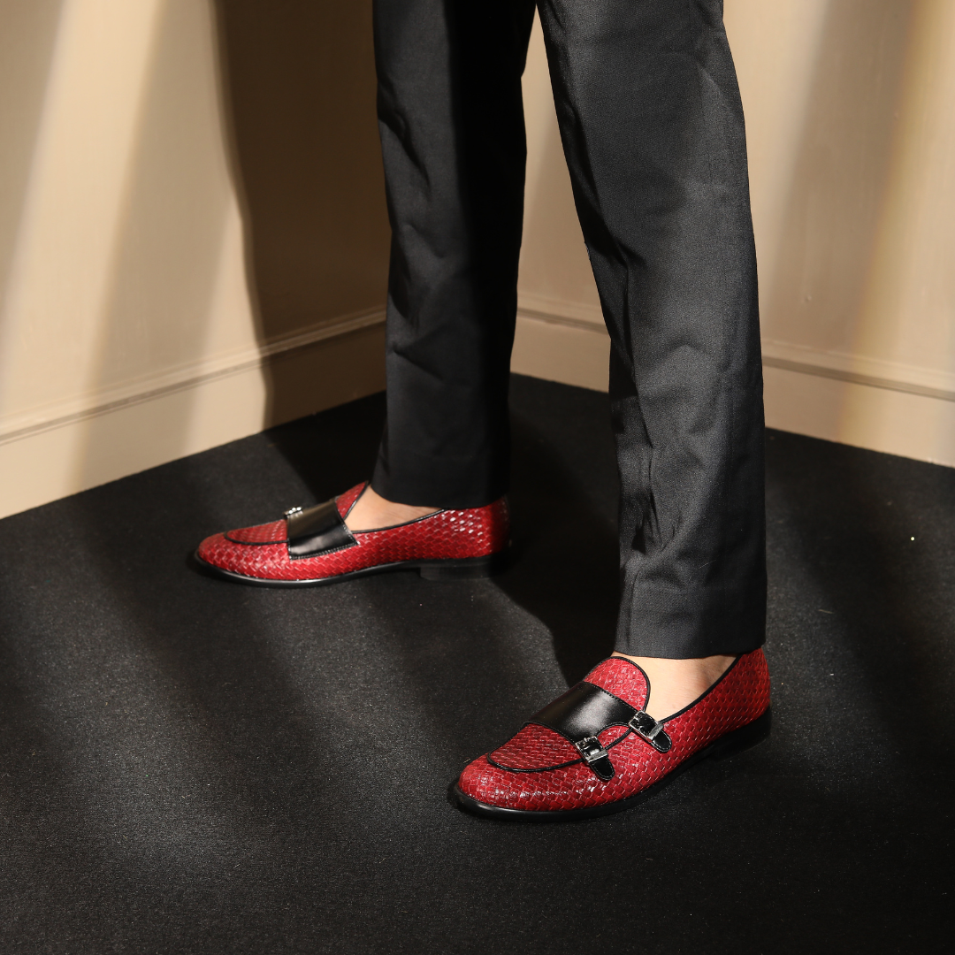 Magnificos Braided Double Monk Slip Ons - Burgundy