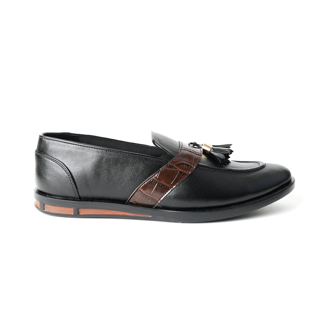 Flatform Metallic Tassel Slip Ons - Black