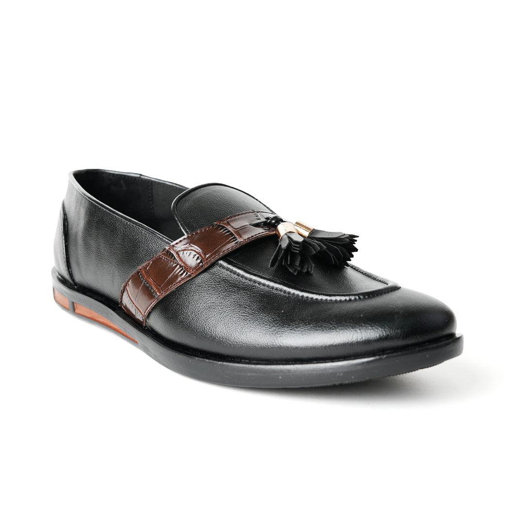 Flatform Metallic Tassel Slip Ons - Black