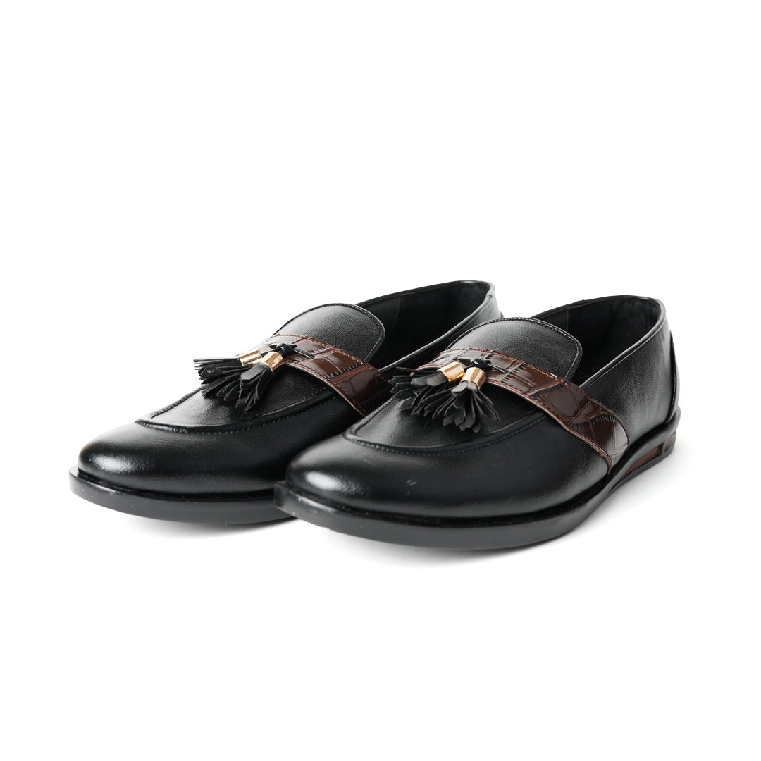 Flatform Metallic Tassel Slip Ons - Black