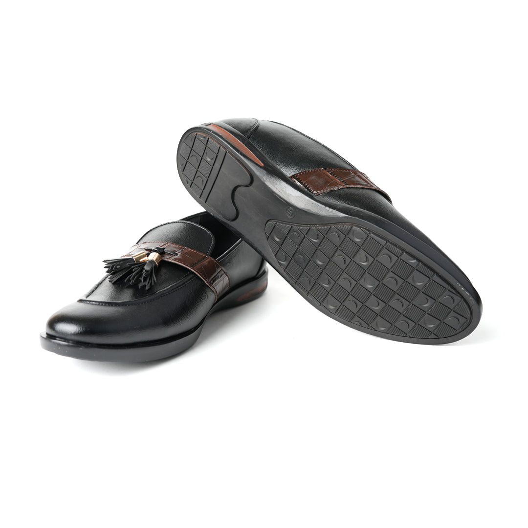 Flatform Metallic Tassel Slip Ons - Black