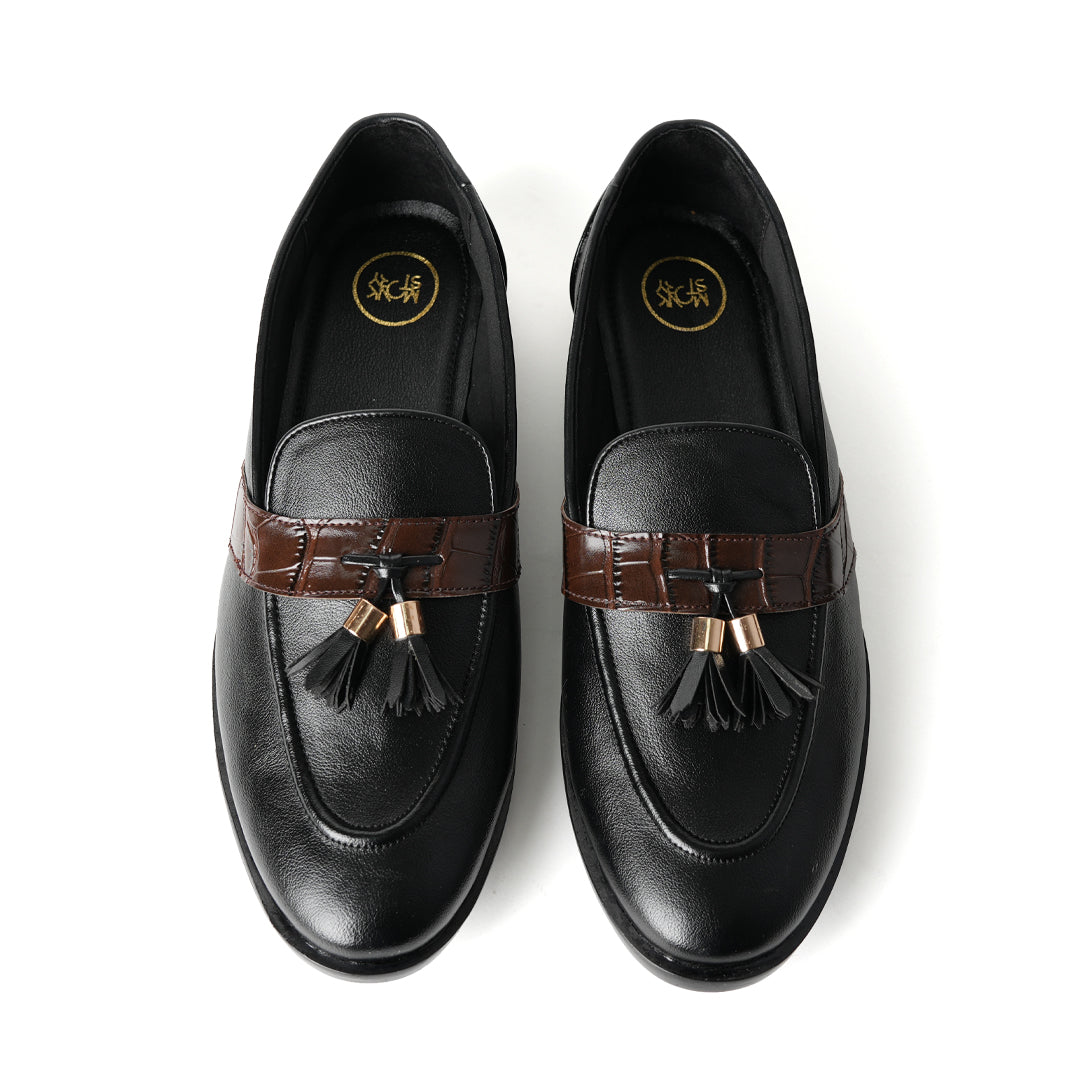 Flatform Metallic Tassel Slip Ons - Black
