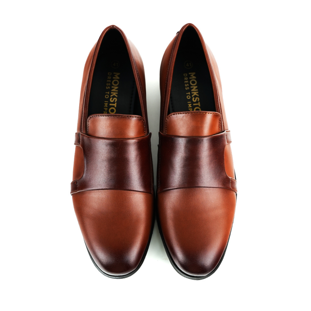 Monkstory Double Monk Flexi Business Slip-Ons - Burnish Tan