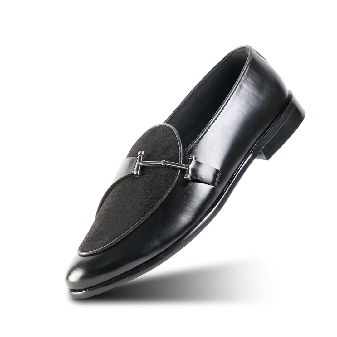 Monkstory Eclecta Matt Side Buckle Slip Ons - Black/Black