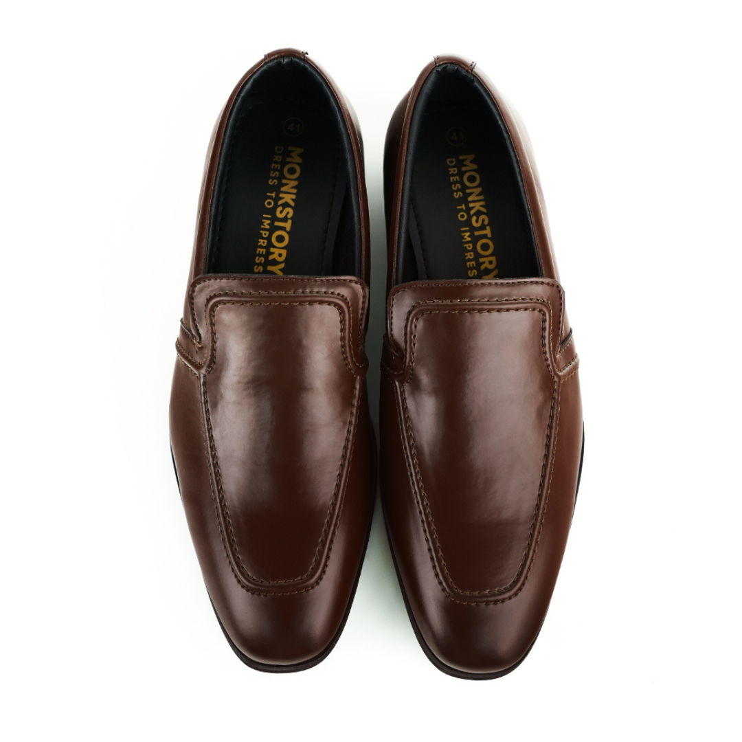 Monkstory Minimal Flexi Business Slip-Ons - Brown