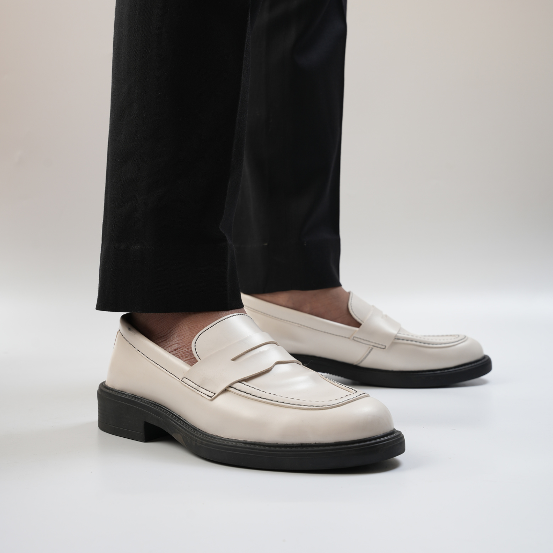 Monkstory Cosmopolitan Penny Loafers  - Off White