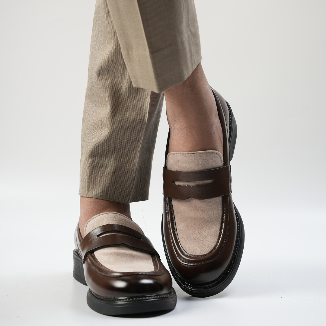 Monkstory Cosmopolitan Contrast Penny Loafers  - Brown/Beige