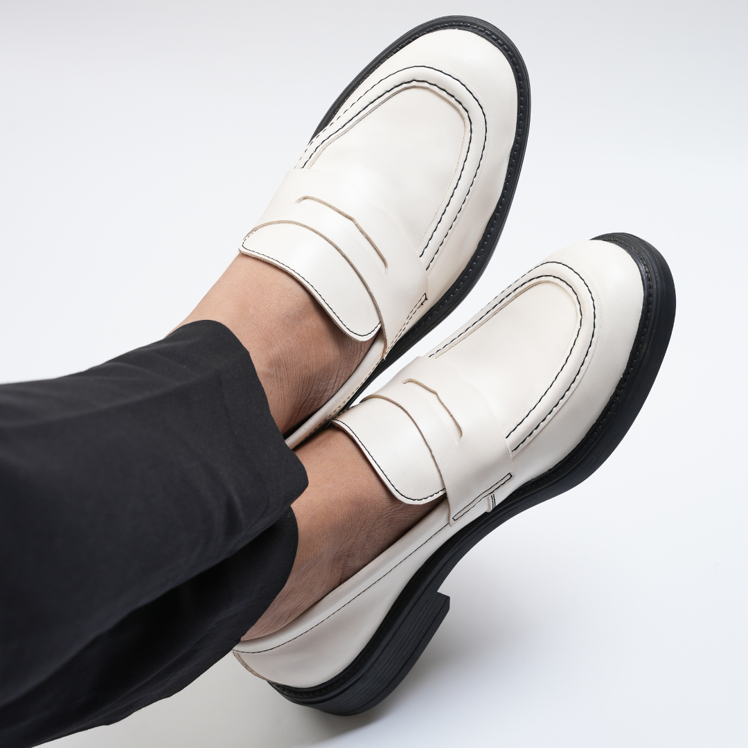 Monkstory Cosmopolitan Penny Loafers  - Off White