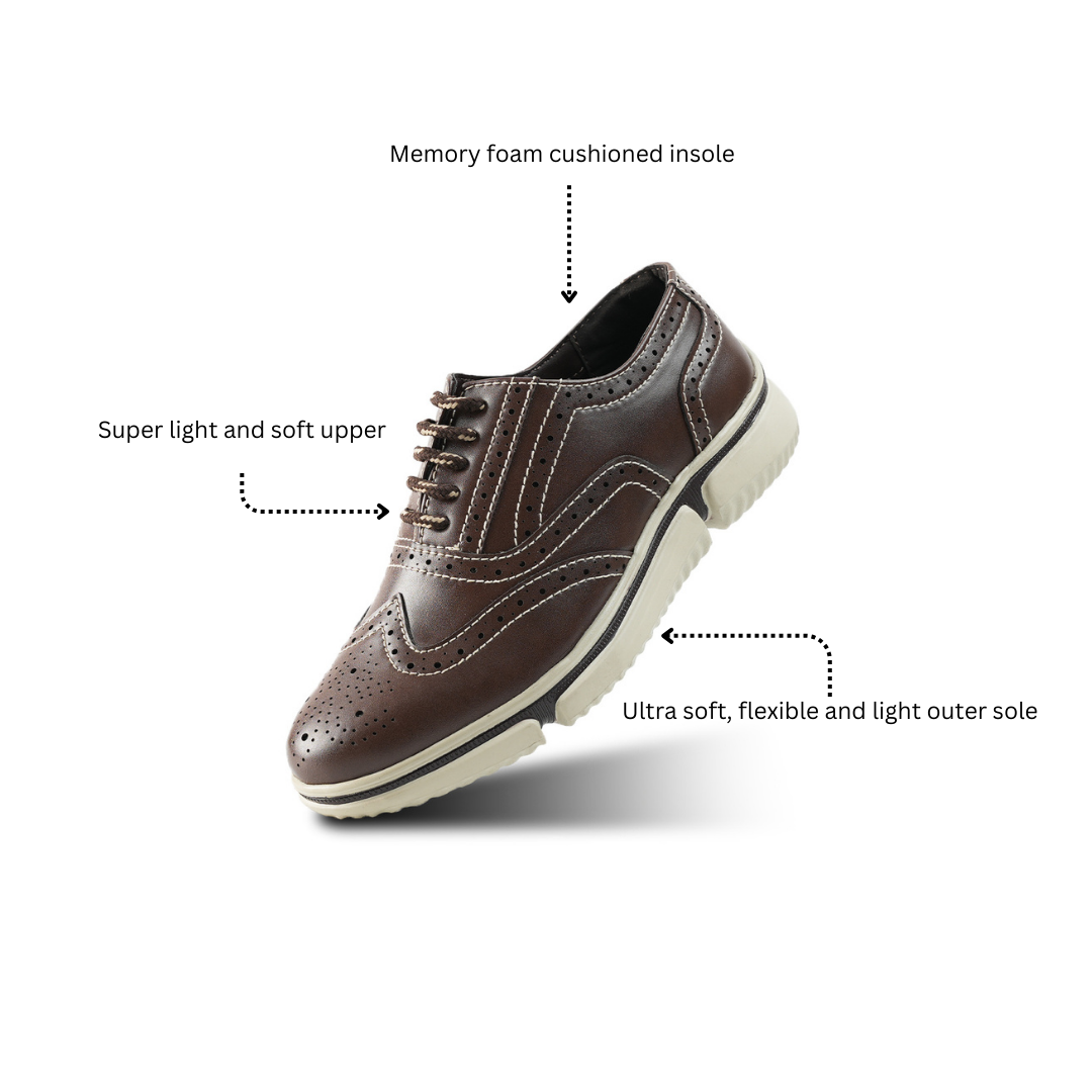 Monkstory Gravity Lift Ultra-Comfort Brogue Sneakers - Brown