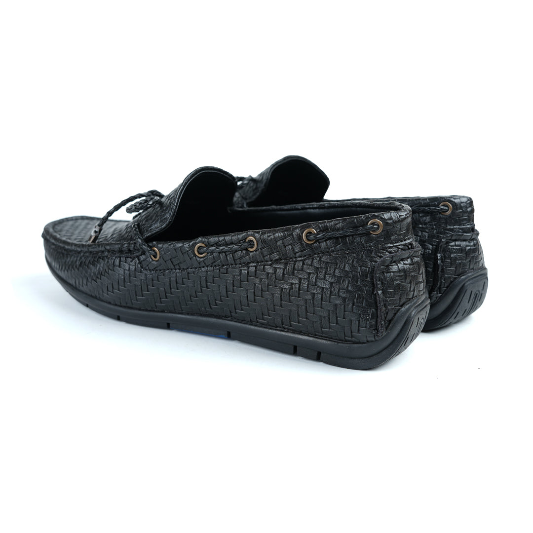 Monkstory Patterned Square Driving Shoes - Black