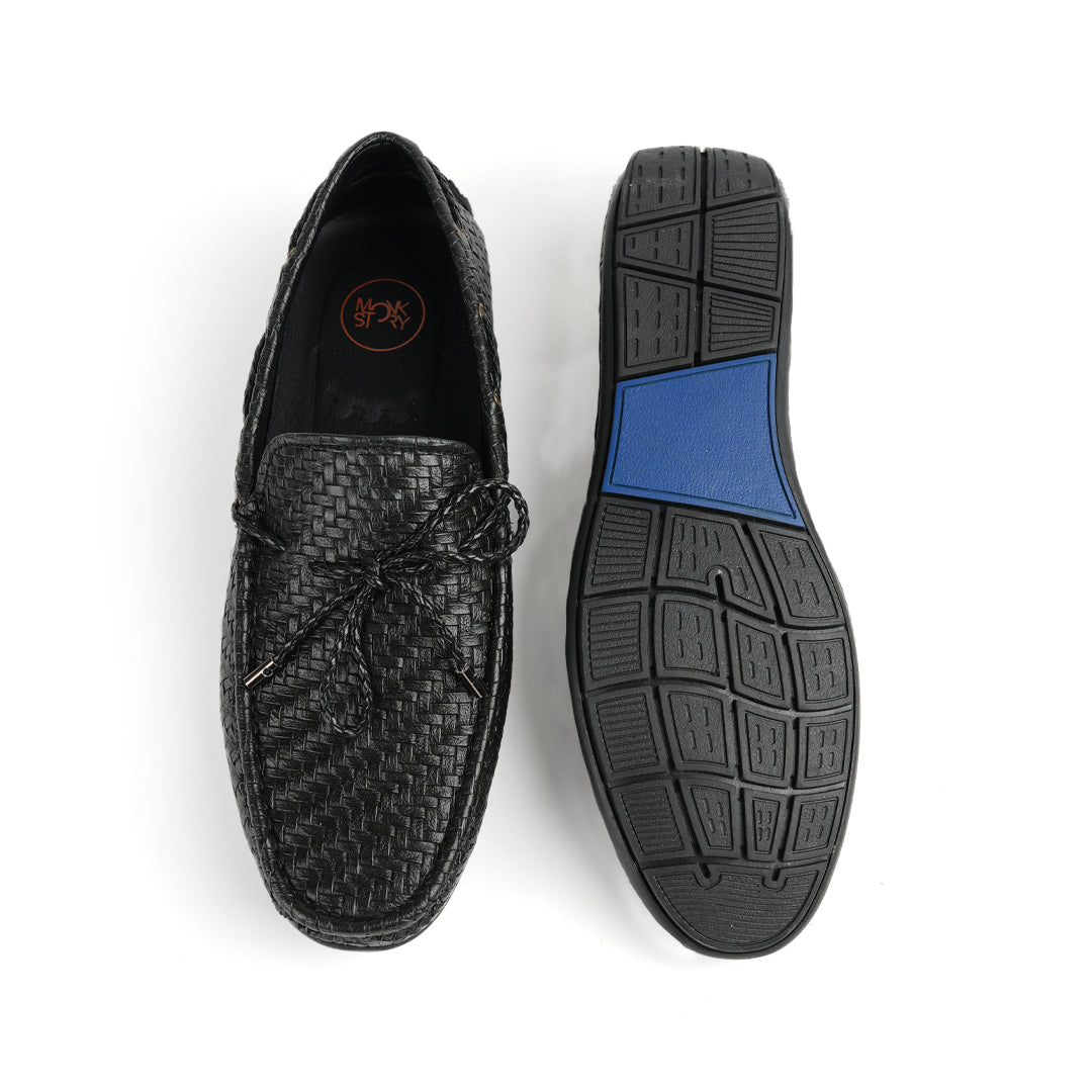 Monkstory Patterned Square Driving Shoes - Black