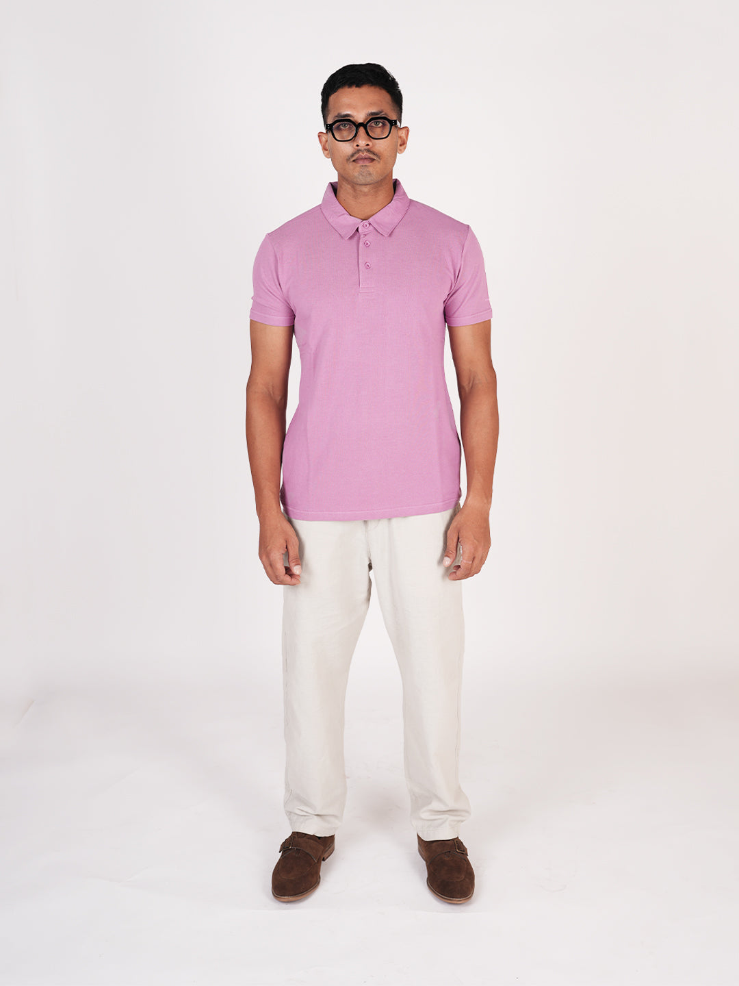 Monkstory Bamboo Cotton Polo Tee - Pastel Pink