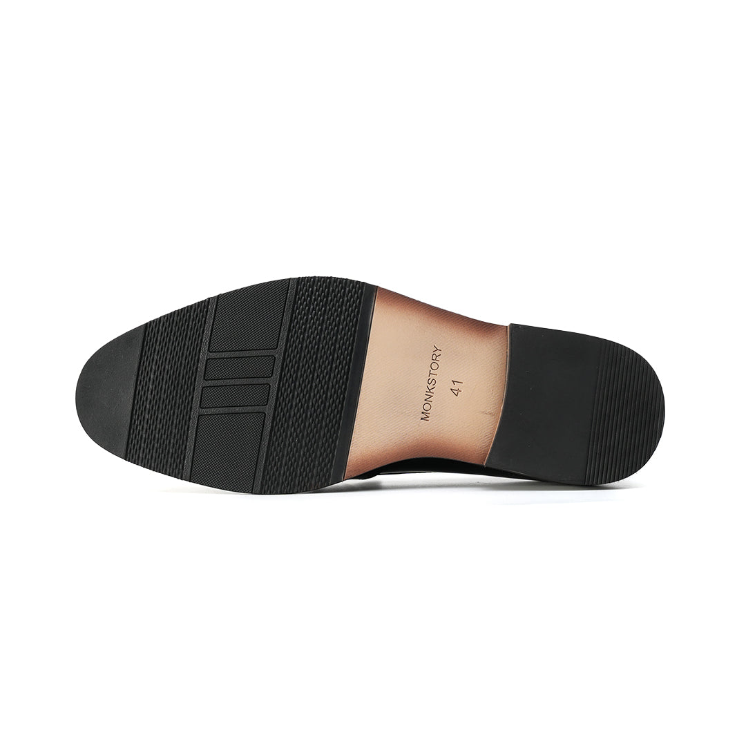 Monkstory Belted Slip-Ons - Matte Black