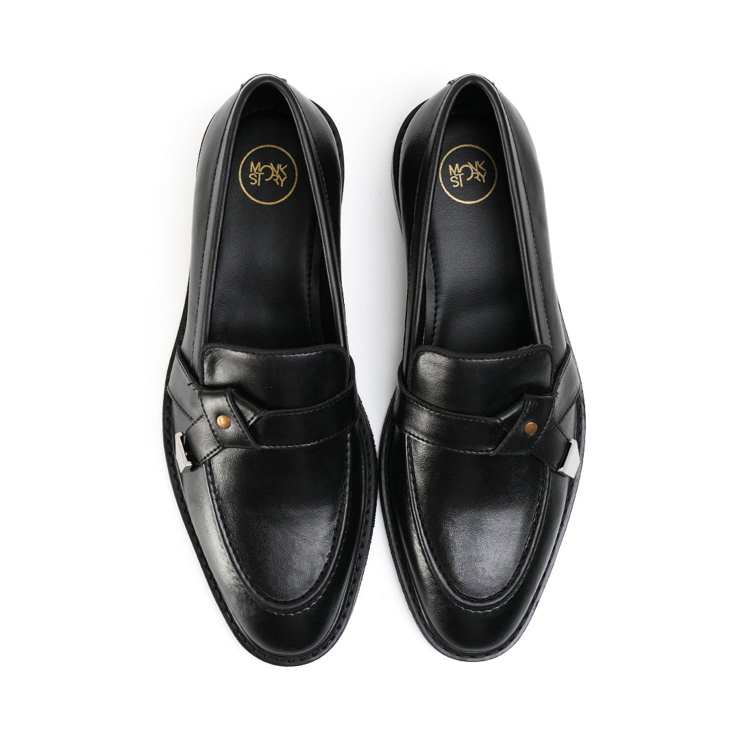 Monkstory Belted Slip-Ons - Matte Black