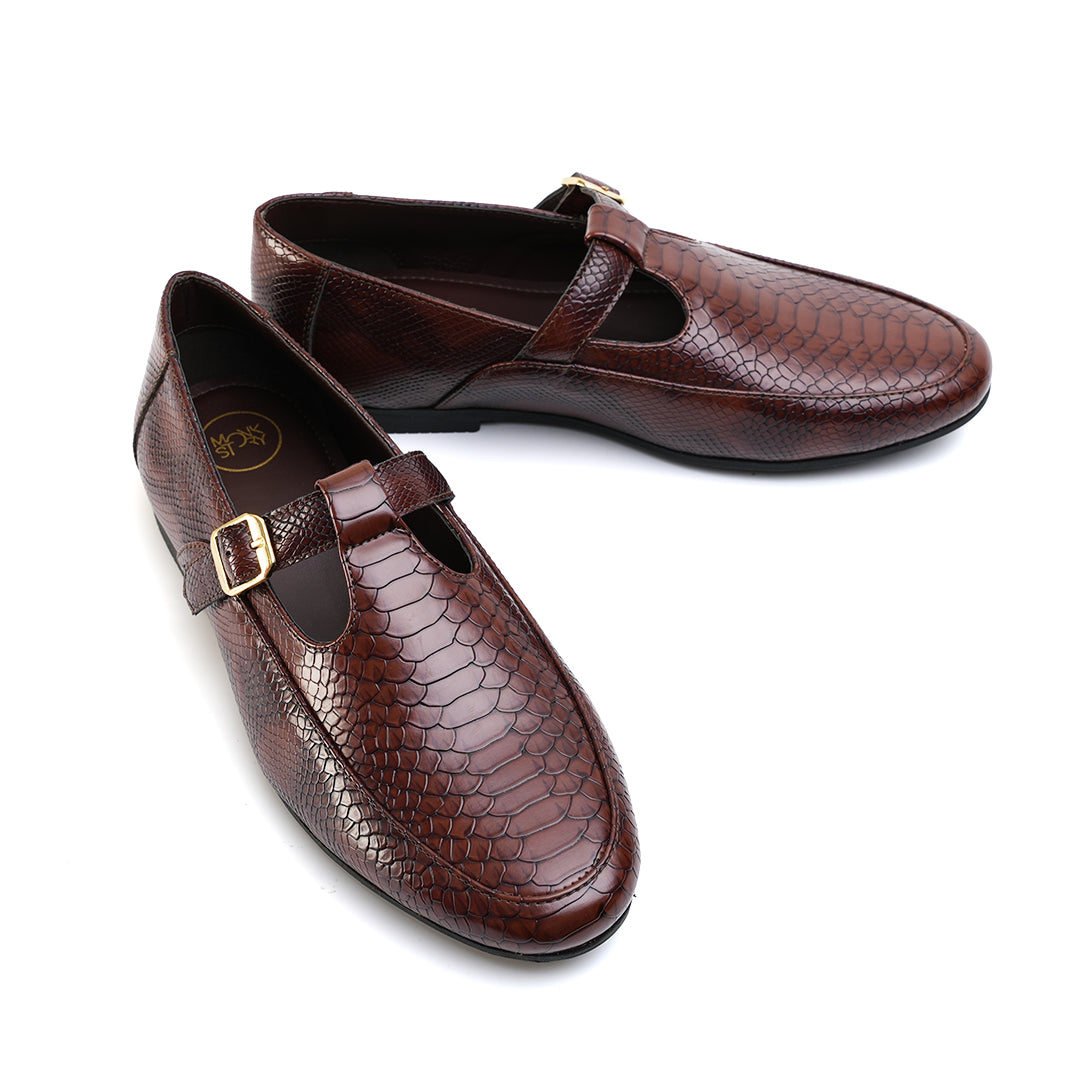 Monkstory Open Side Textured Slip-ons - Brown