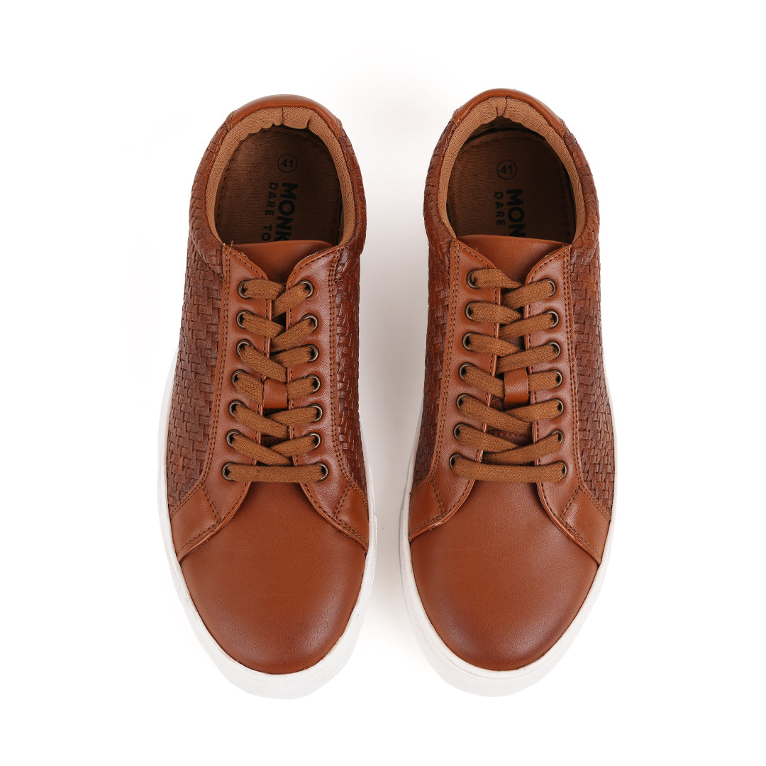 Monkstory Woven Pattern Sneakers - Tan