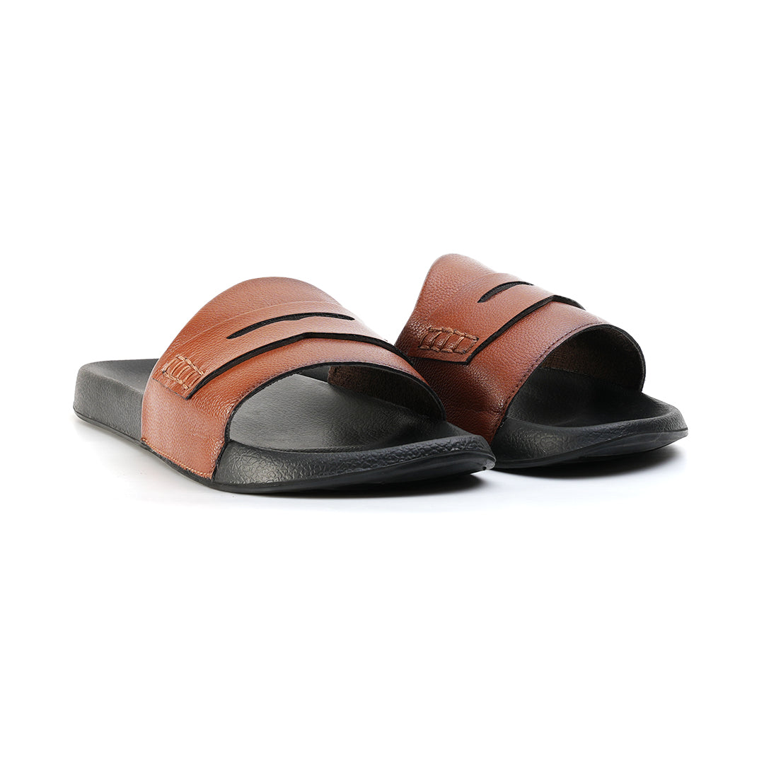 Monkstory Old Money Minimalist Sliders - Tan