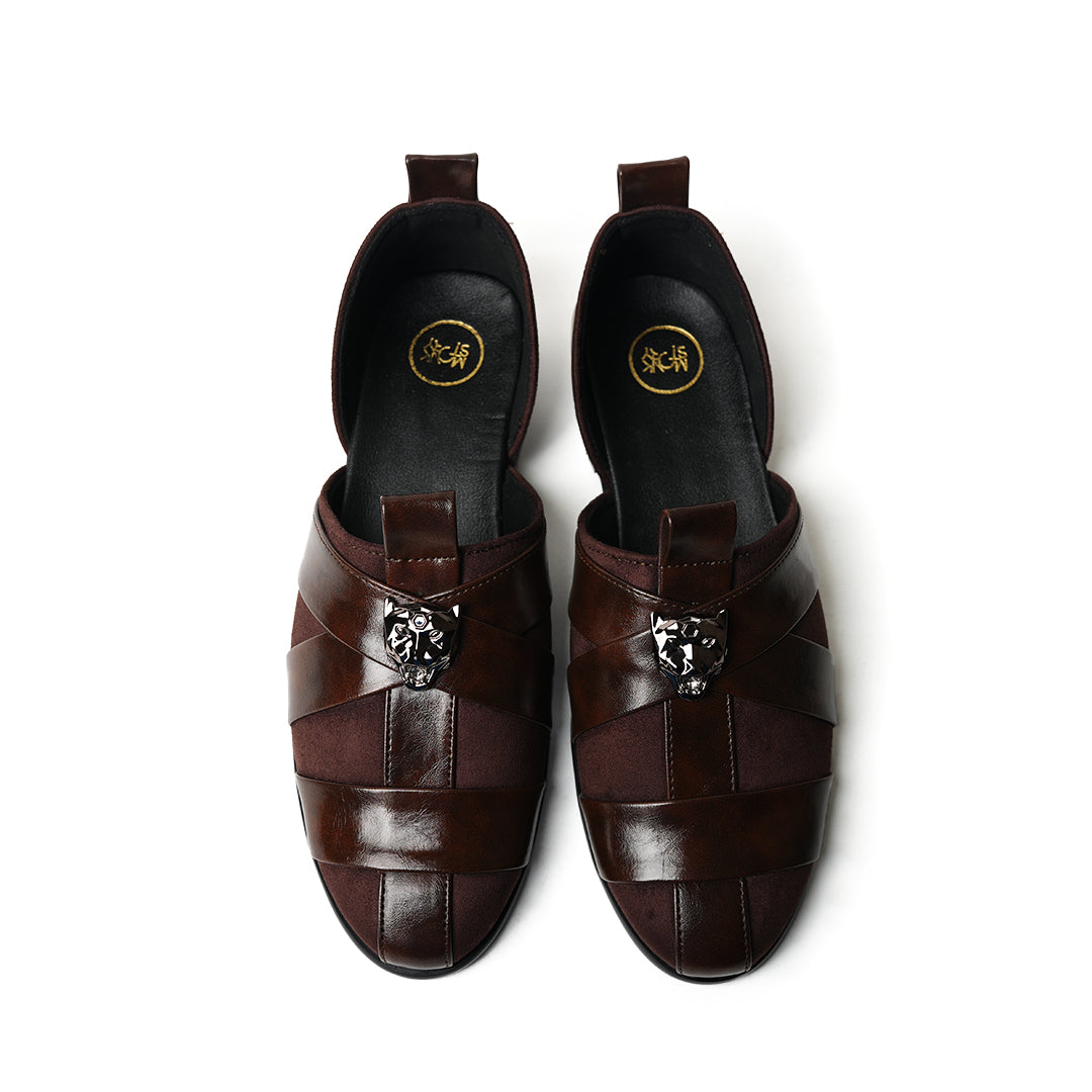 Black Comfort Cross Strap Leather Sandals leather shoes for men | Rapawalk
