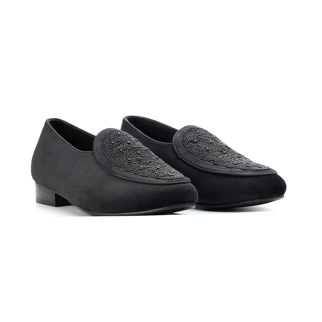 Monkstory Hand-Beaded Slip-ons - Black