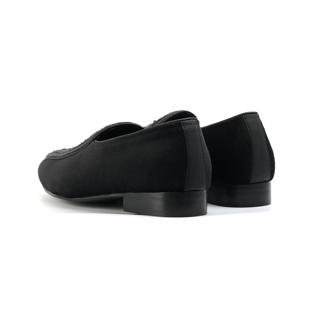 Monkstory Hand-Beaded Slip-ons - Black