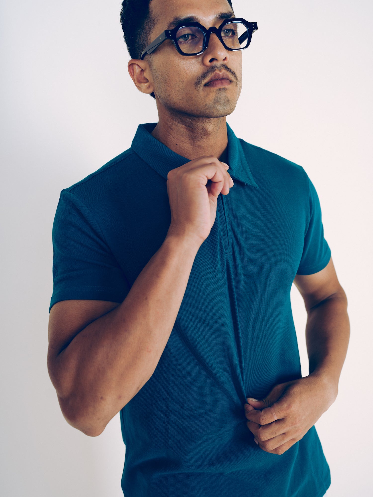 Monkstory Bamboo Cotton Zip-Polo Tee - Teal