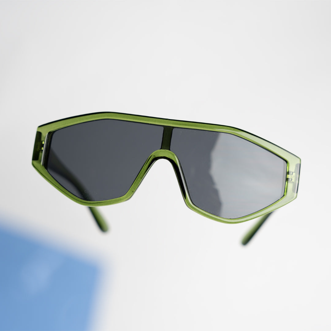 A pair of Monkstory Vogue Unisex sunglasses - green with UV protection on a white background.