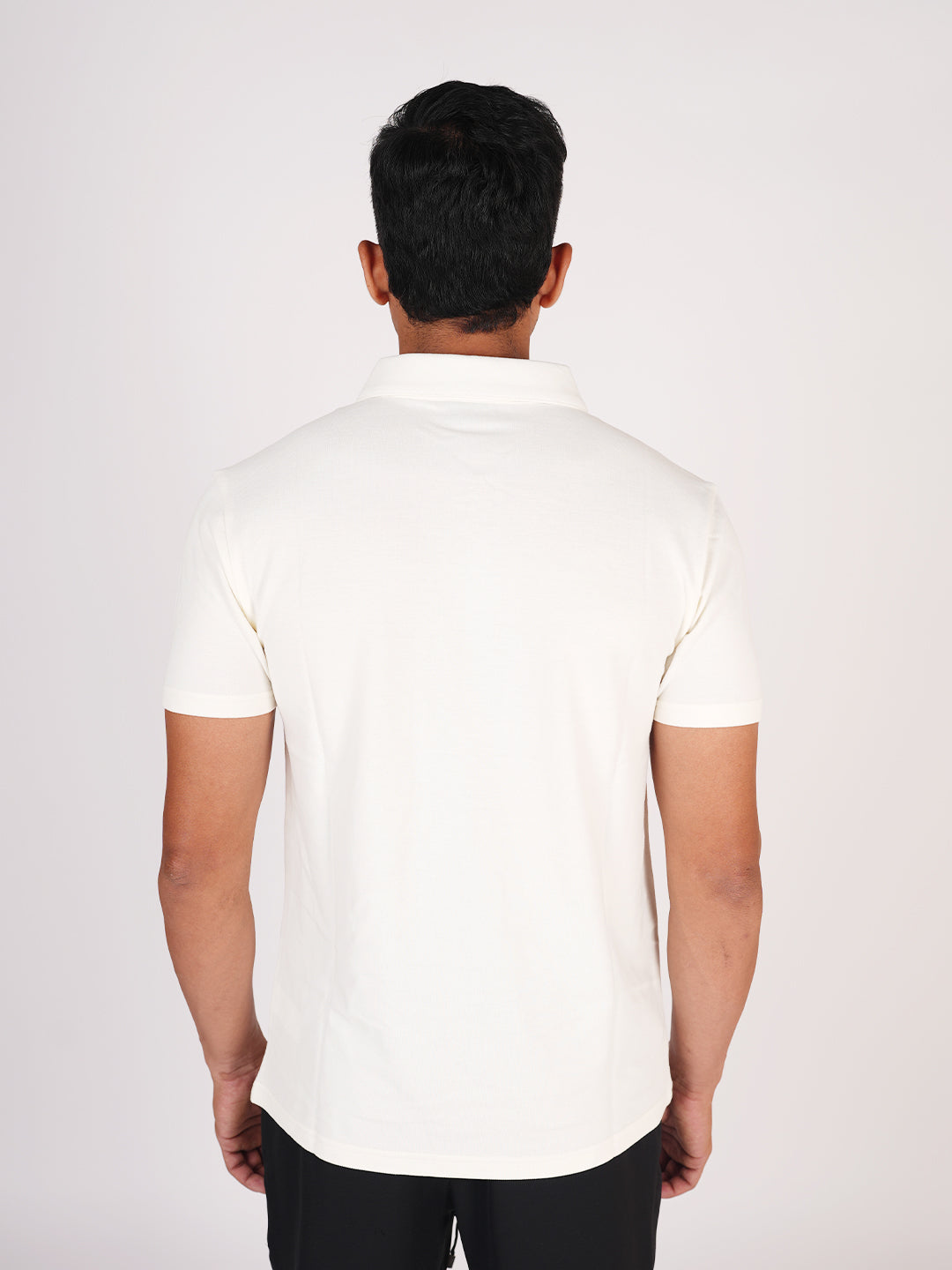 Monkstory Bamboo Cotton Zip-Polo Tee - Off-White