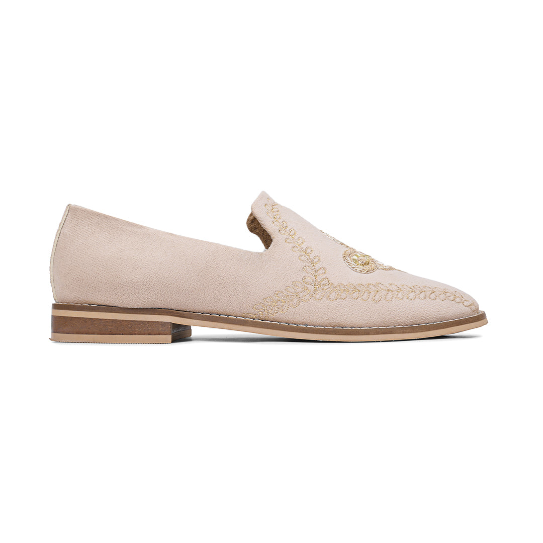 Monkstory Embroidered Slip-ons - Beige