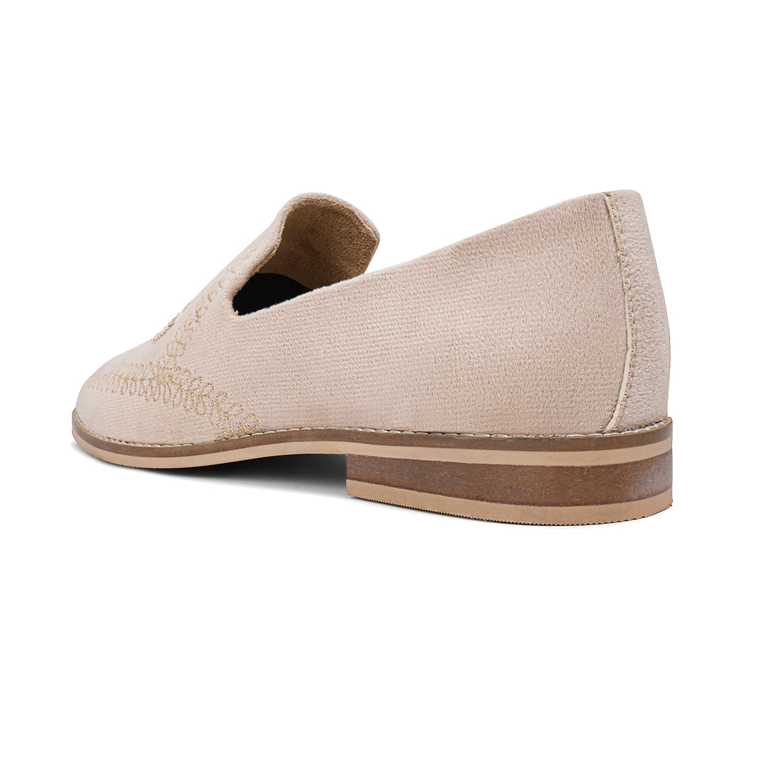 Monkstory Embroidered Slip-ons - Beige