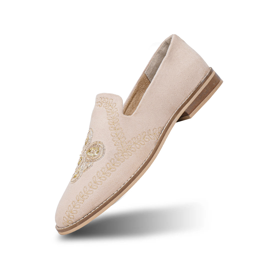 Monkstory Embroidered Slip-ons - Beige