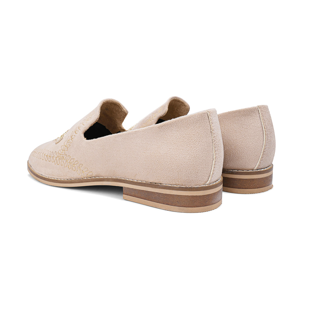 Monkstory Embroidered Slip-ons - Beige