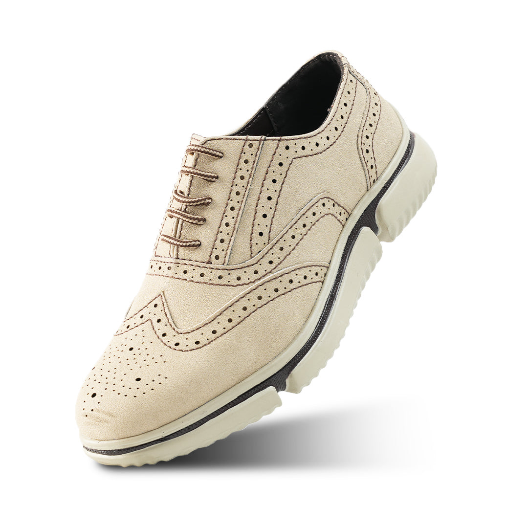 Monkstory Gravity Lift Ultra-Comfort Brogue Sneakers - Beige