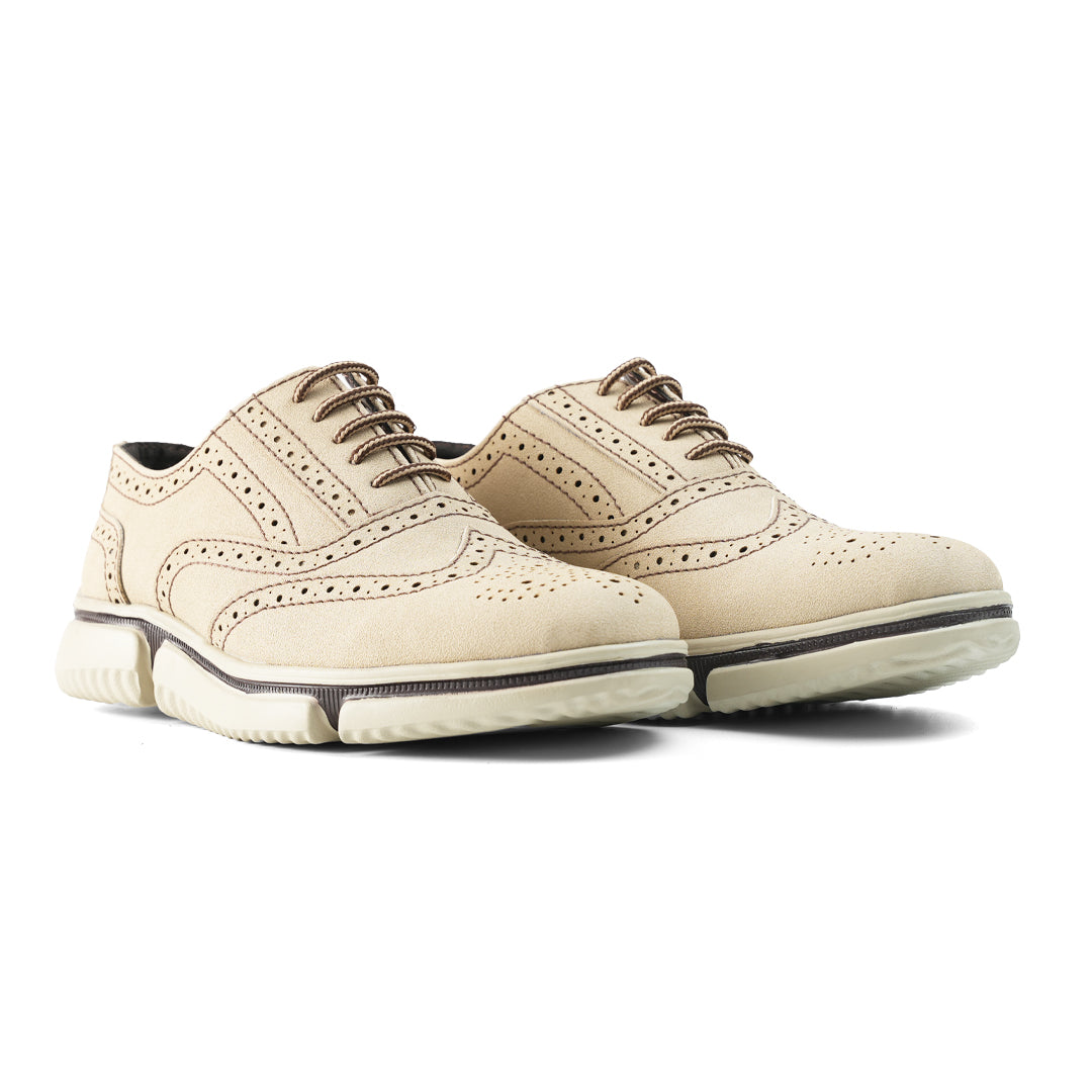 Monkstory Gravity Lift Ultra-Comfort Brogue Sneakers - Beige