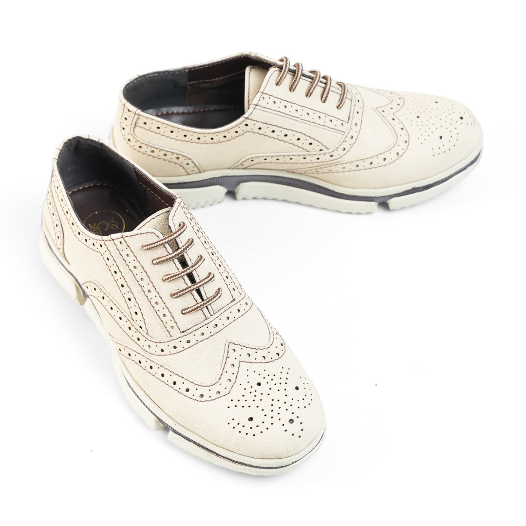 Monkstory Gravity Lift Ultra-Comfort Brogue Sneakers - Beige