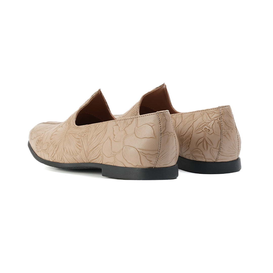 Monkstory Floral Mojari - Beige