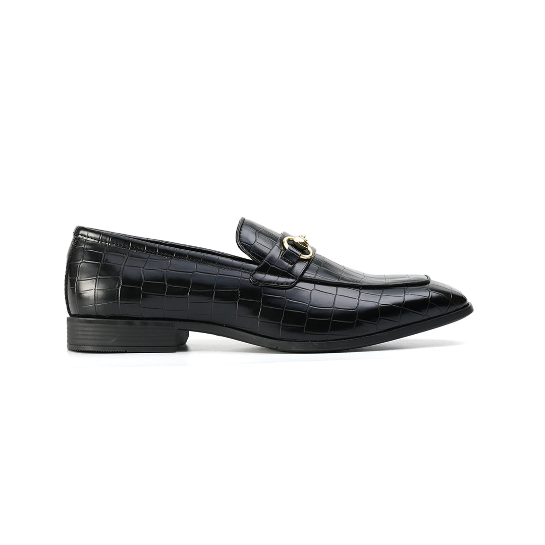 Monkstory Horsebit Croc-Effect Slip-Ons - Black