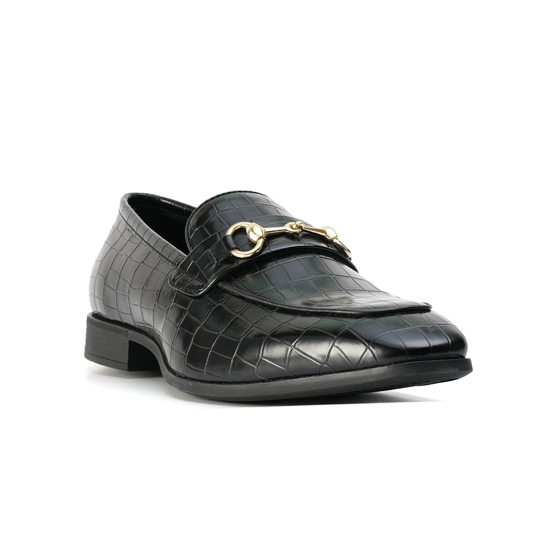 Monkstory Horsebit Croc-Effect Slip-Ons - Black