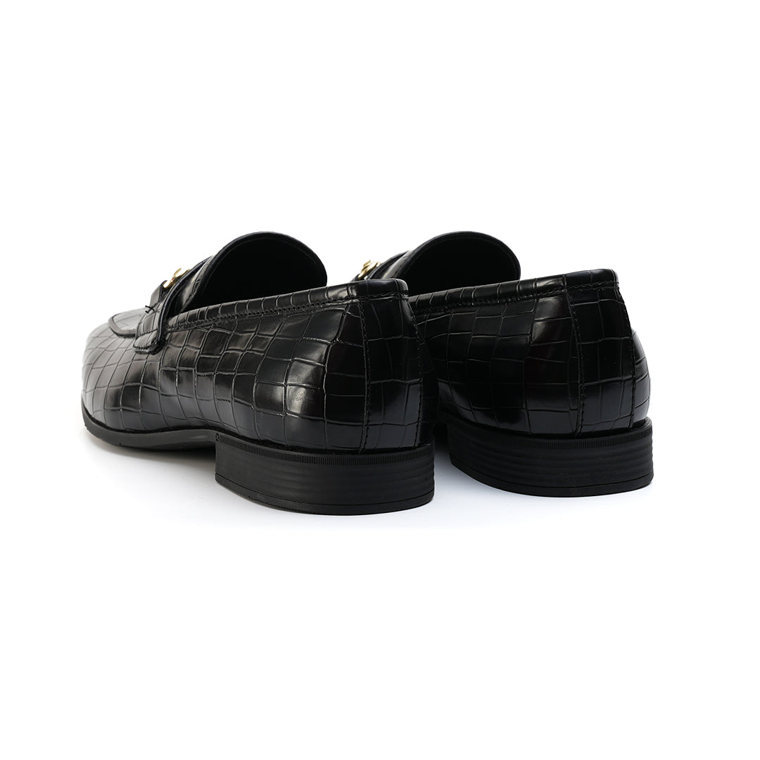 Monkstory Horsebit Croc-Effect Slip-Ons - Black