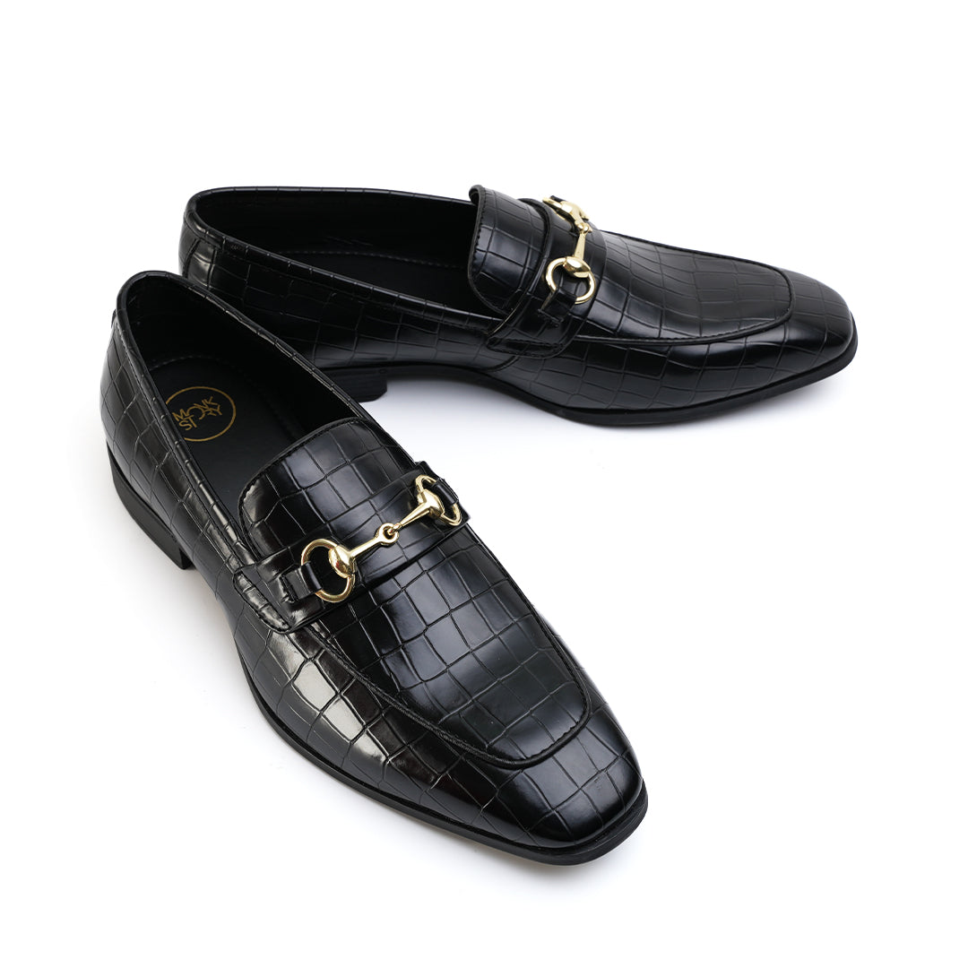 Monkstory Horsebit Croc-Effect Slip-Ons - Black