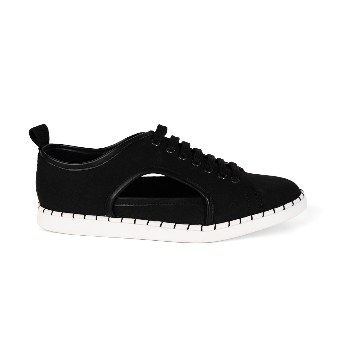 Monkstory Cut-Out Sneakers - Black