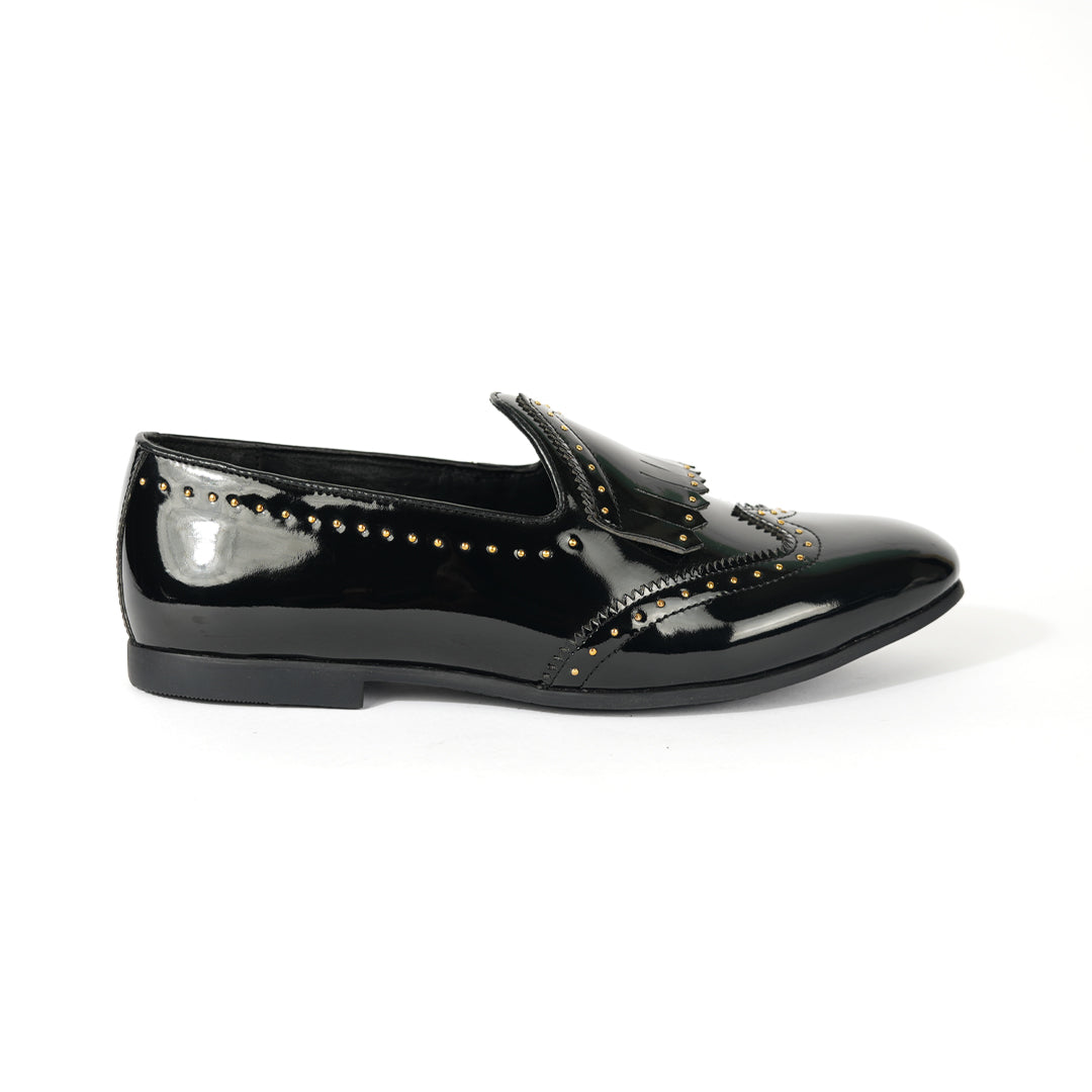 Monkstory Multi-Studded Slip Ons -  Patent Black