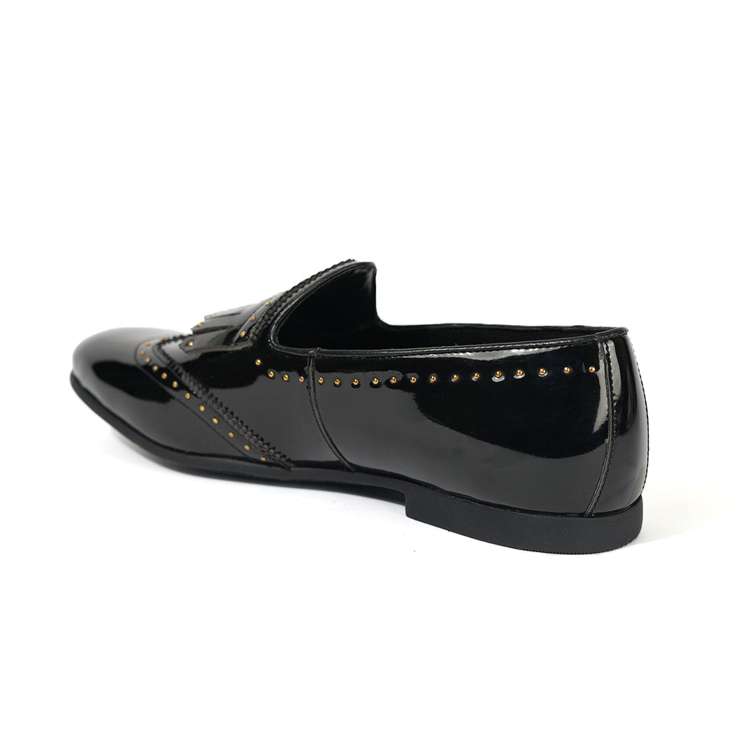 Monkstory Multi-Studded Slip Ons -  Patent Black