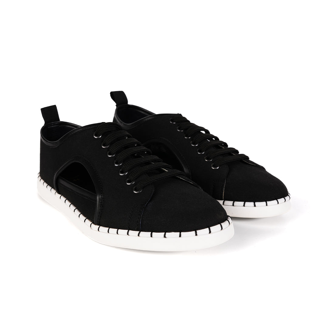 Monkstory Cut-Out Sneakers - Black