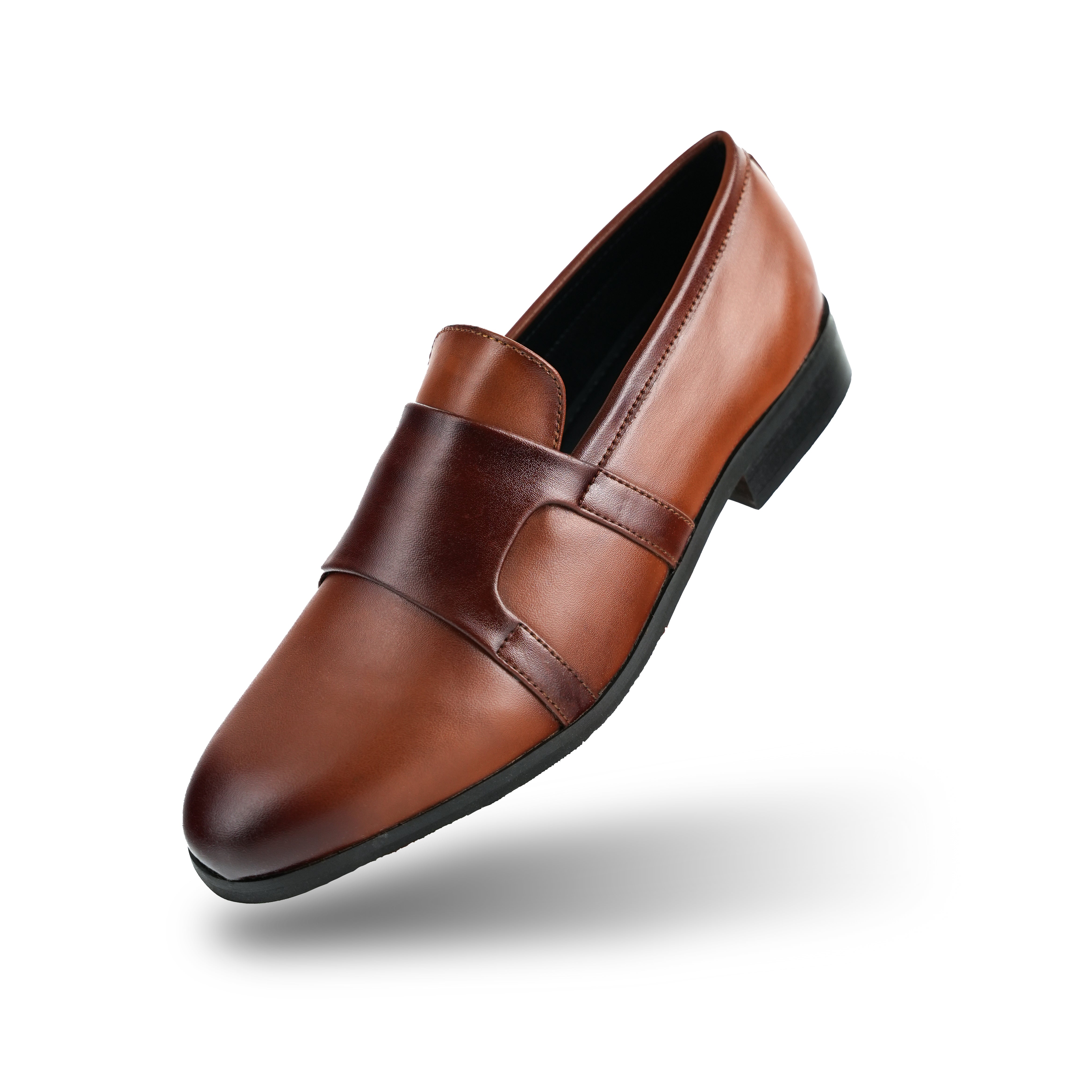 Monkstory Double Monk Flexi Business Slip-Ons - Burnish Tan