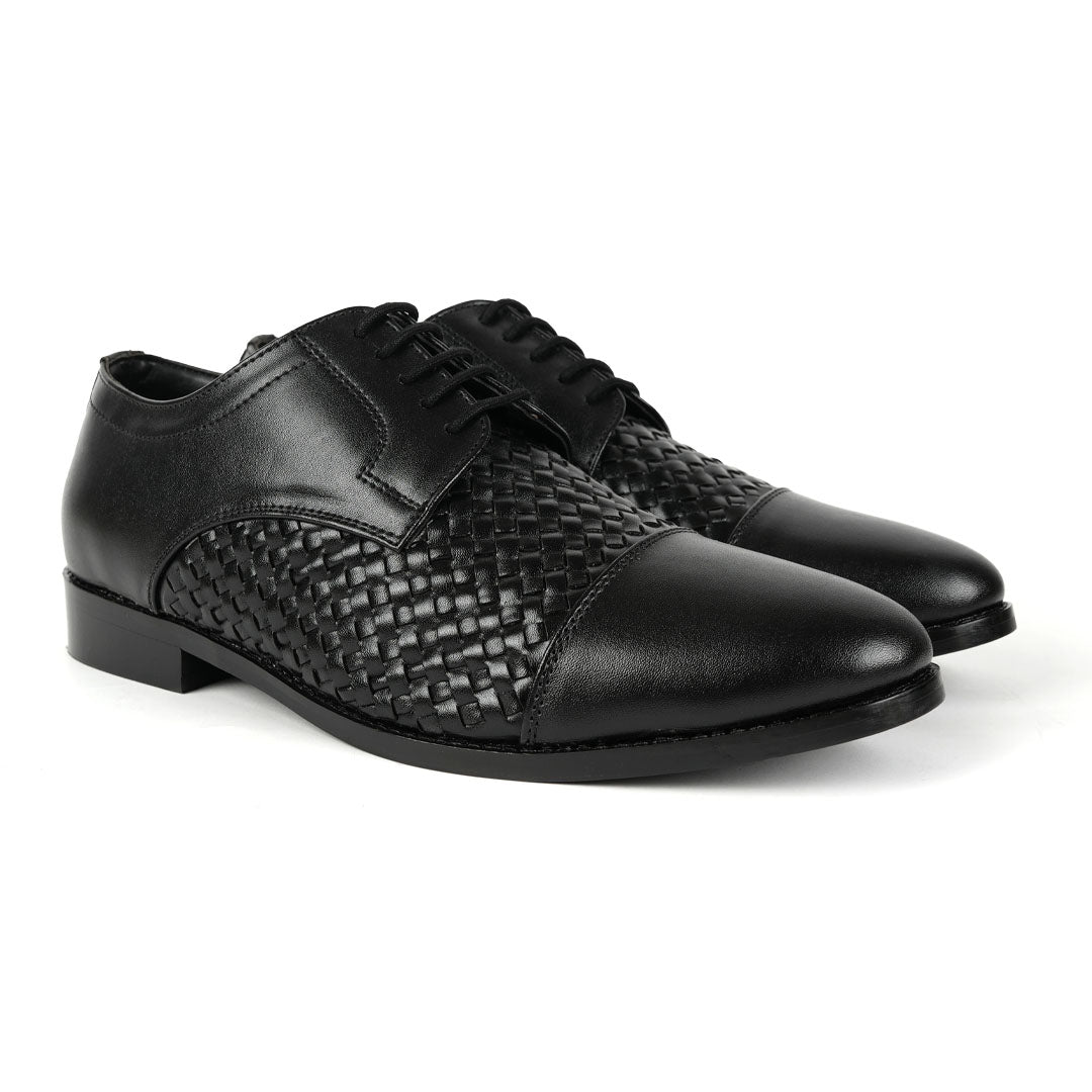 Monkstory Braided Captoe Lace up Shoes Black