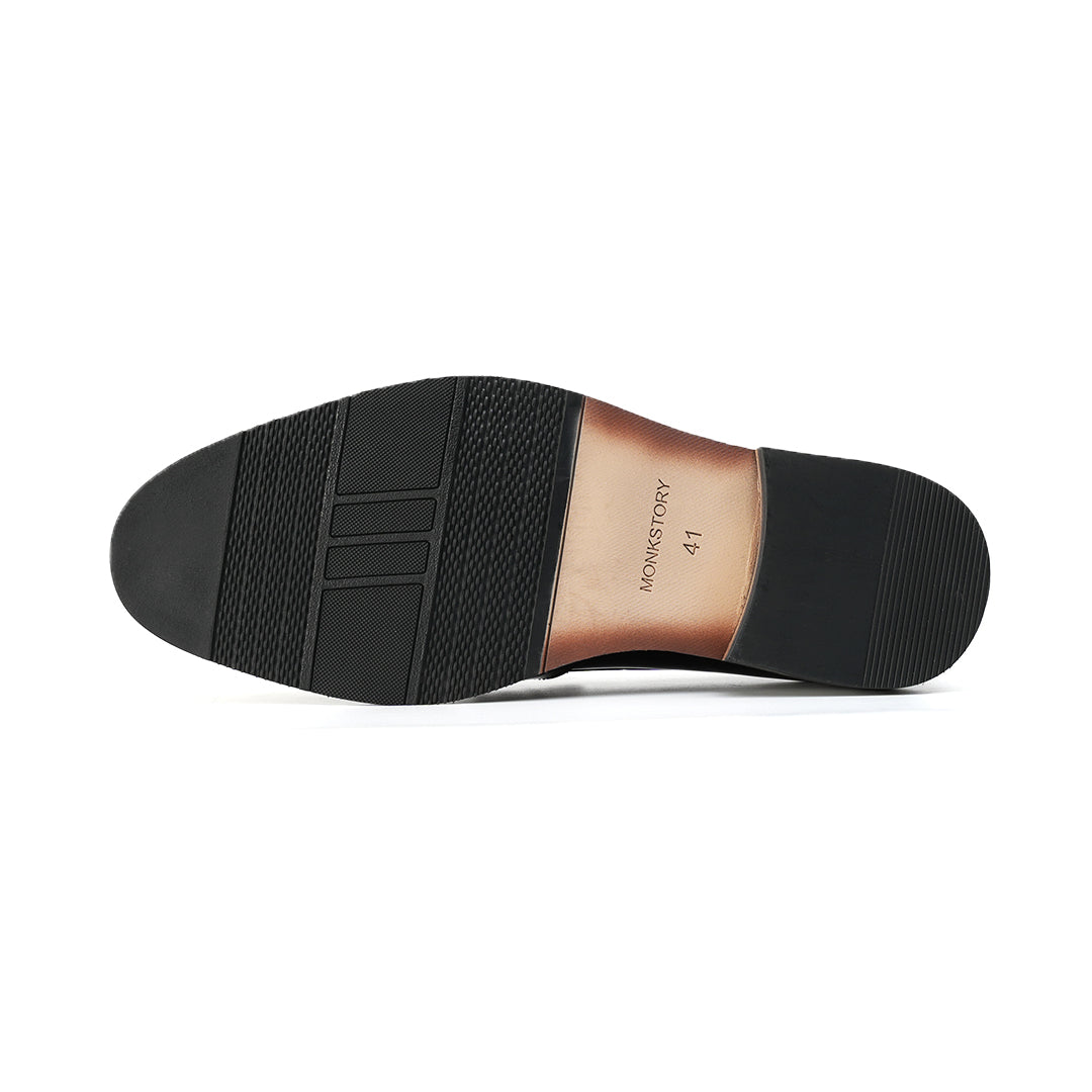 Monkstory Horsebit Tasseled Patent Slip-Ons - Black