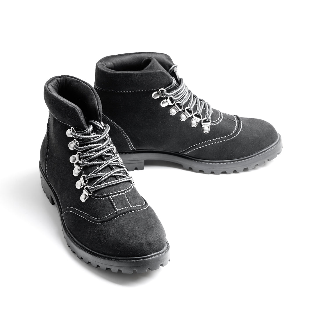 Monkstory Suede Hiking Boots  - Black